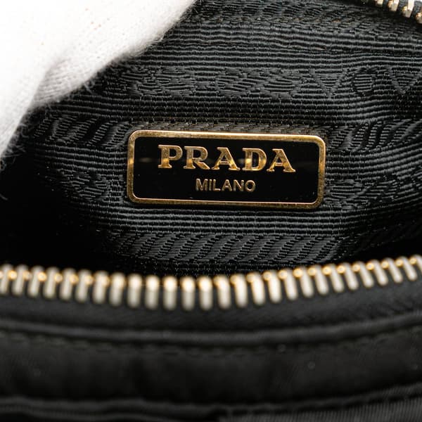 Pre-owned Prada Tessuto Fiocco Bow Pouch Black