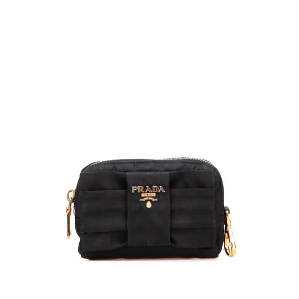 Pre-owned Prada Tessuto Fiocco Bow Pouch Black