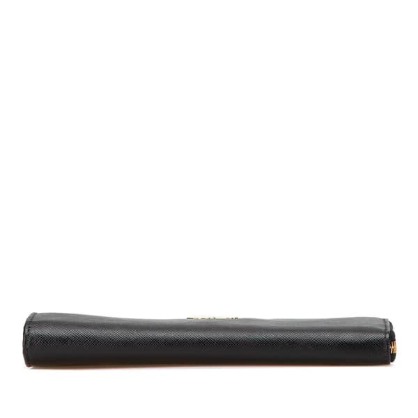 Pre-owned Prada Saffiano Zip Long Wallet Black