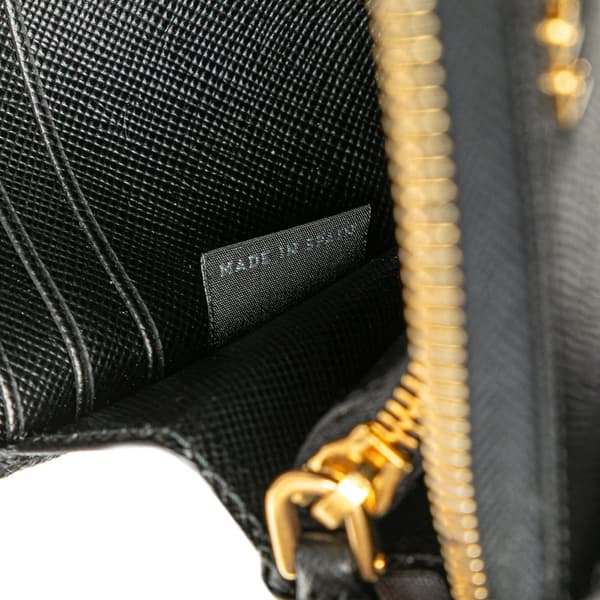 Pre-owned Prada Saffiano Zip Long Wallet Black
