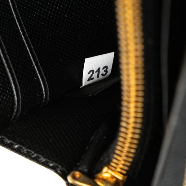 Pre-owned Prada Saffiano Zip Long Wallet Black