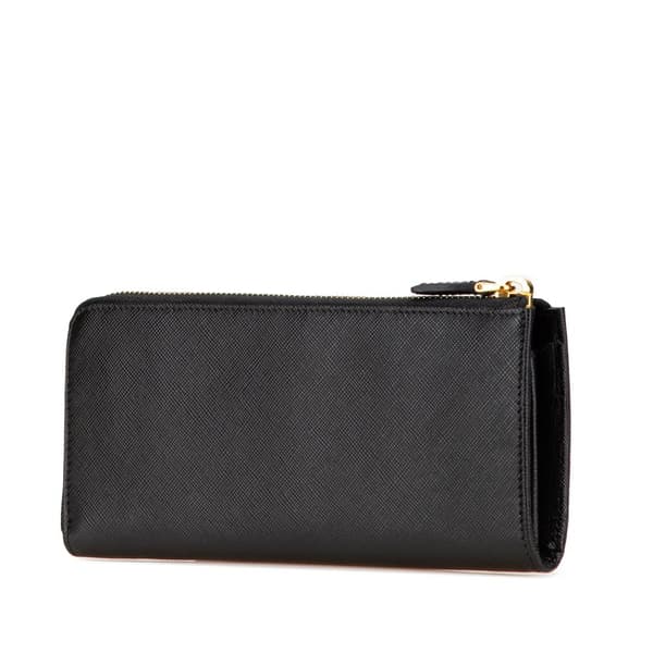 Pre-owned Prada Saffiano Zip Long Wallet Black