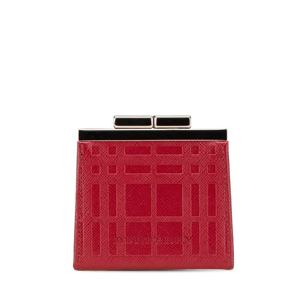 Pre-owned Burberry Leather Coin Pouch Red