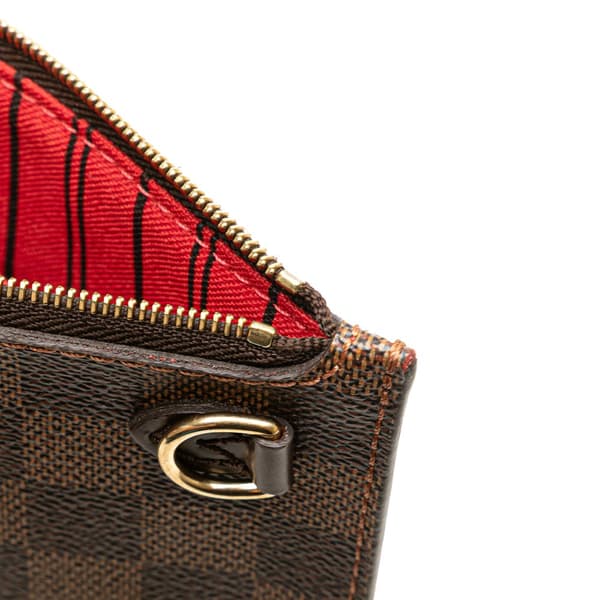 Pre-owned Louis Vuitton Damier Ebene Neverfull Pouch MM Brown