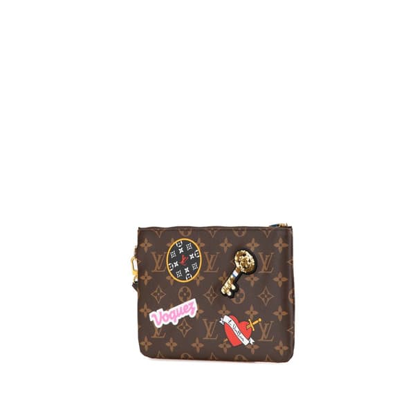 Pre-owned Louis Vuitton Monogram Patches City Pouch Brown