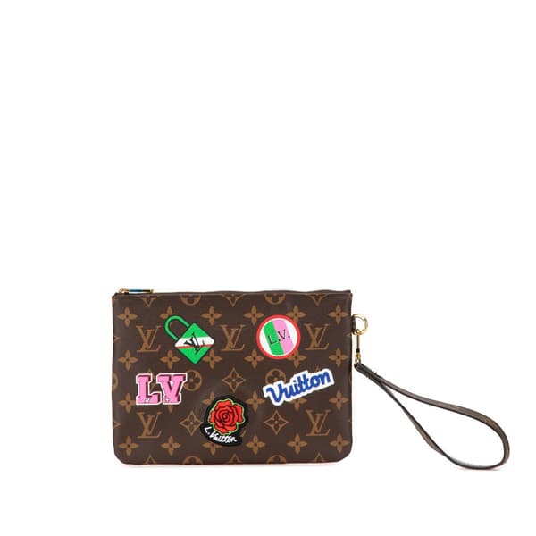 Pre-owned Louis Vuitton Monogram Patches City Pouch Brown