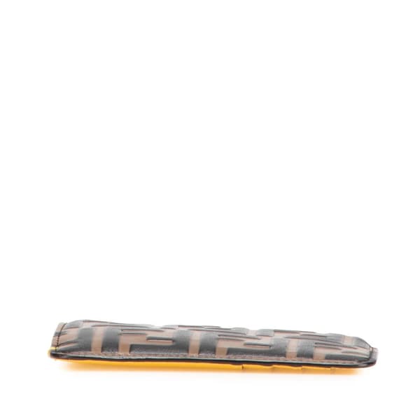 Pre-owned Fendi Zucca Embossed Leather Coin Pouch Brown