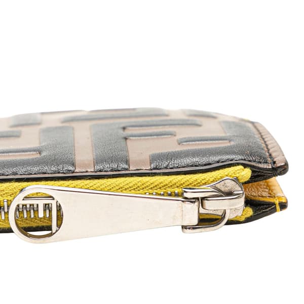 Pre-owned Fendi Zucca Embossed Leather Coin Pouch Brown