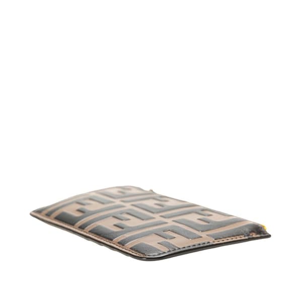 Pre-owned Fendi Zucca Embossed Leather Coin Pouch Brown