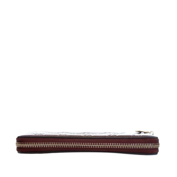 Pre-owned Gucci Patent Guccissima Zip Around Long Wallet Red