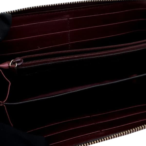 Pre-owned Gucci Patent Guccissima Zip Around Long Wallet Red
