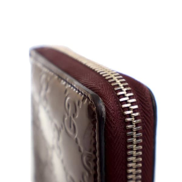 Pre-owned Gucci Patent Guccissima Zip Around Long Wallet Red