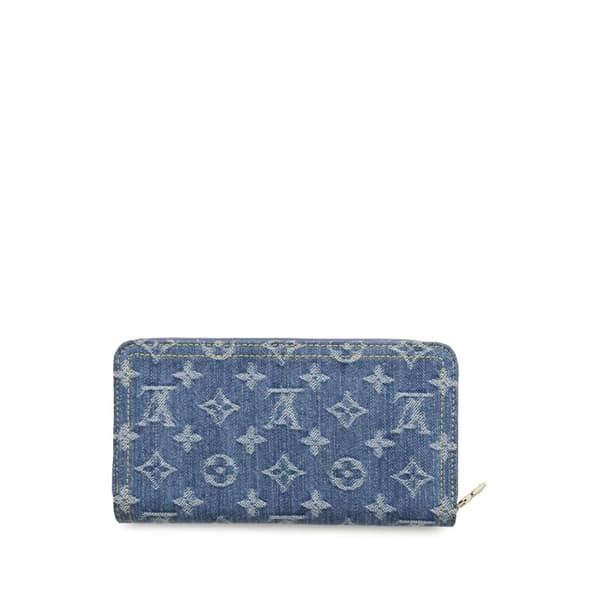 Pre-owned Louis Vuitton Takashi Murakami Monogram Cherry Denim Zippy Wallet Blue