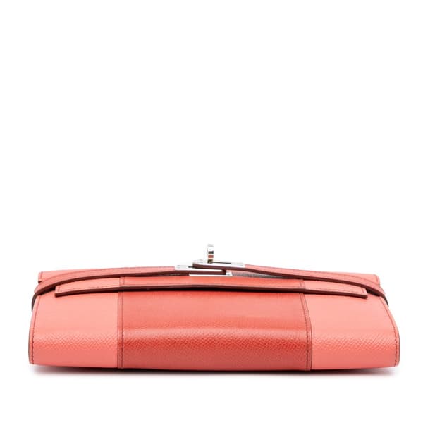 Pre-owned Hermès Epsom Flag Kelly Longue Wallet Orange