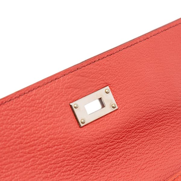 Pre-owned Hermès Epsom Flag Kelly Longue Wallet Orange