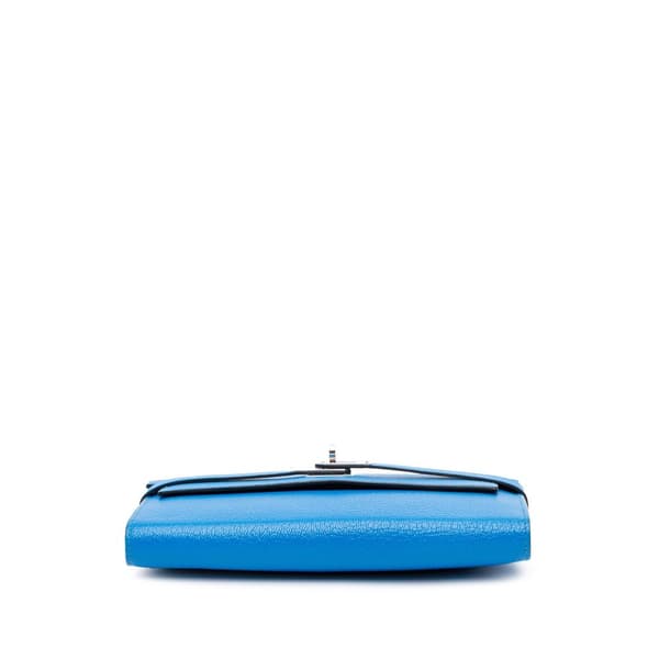 Pre-owned Hermès Chevre Mysore Kelly Longue Wallet Blue