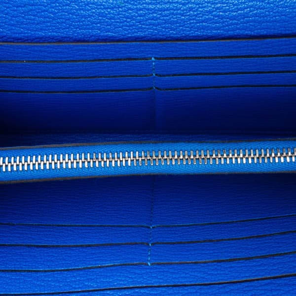 Pre-owned Hermès Chevre Mysore Kelly Longue Wallet Blue