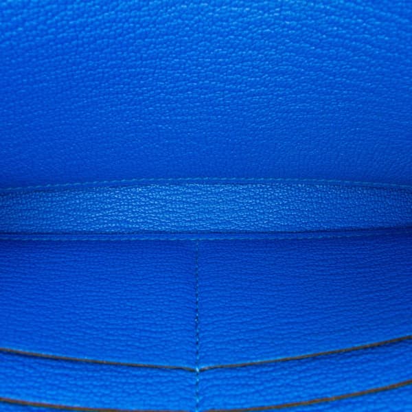 Pre-owned Hermès Chevre Mysore Kelly Longue Wallet Blue