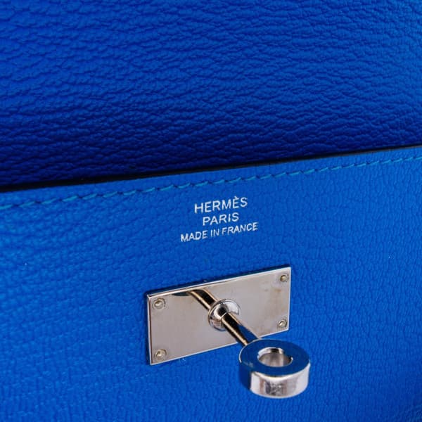 Pre-owned Hermès Chevre Mysore Kelly Longue Wallet Blue