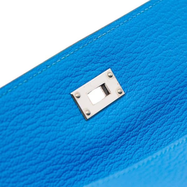 Pre-owned Hermès Chevre Mysore Kelly Longue Wallet Blue