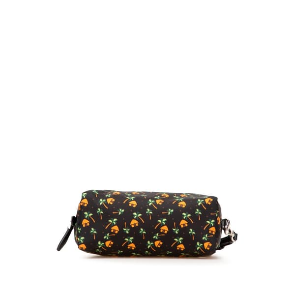 Pre-owned Prada Small Tessuto Saint Palm Cosmetic Pouch Black