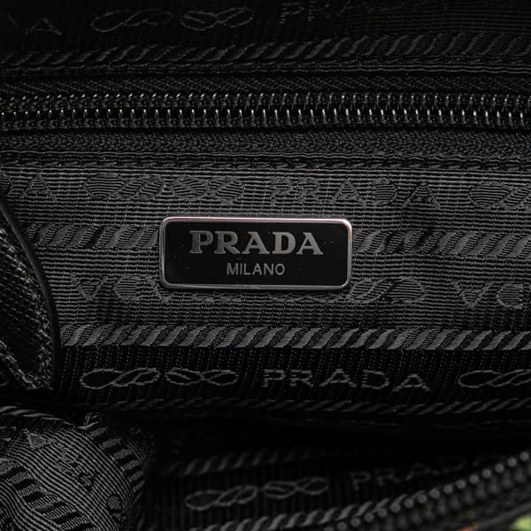 Pre-owned Prada Small Tessuto Saint Palm Cosmetic Pouch Black