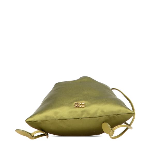Pre-owned Miu Miu Satin Duchesse Drawstring Pouch Green