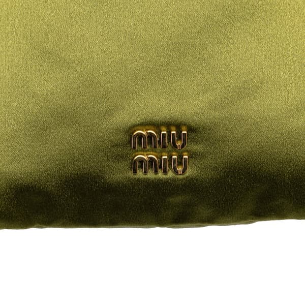 Pre-owned Miu Miu Satin Duchesse Drawstring Pouch Green