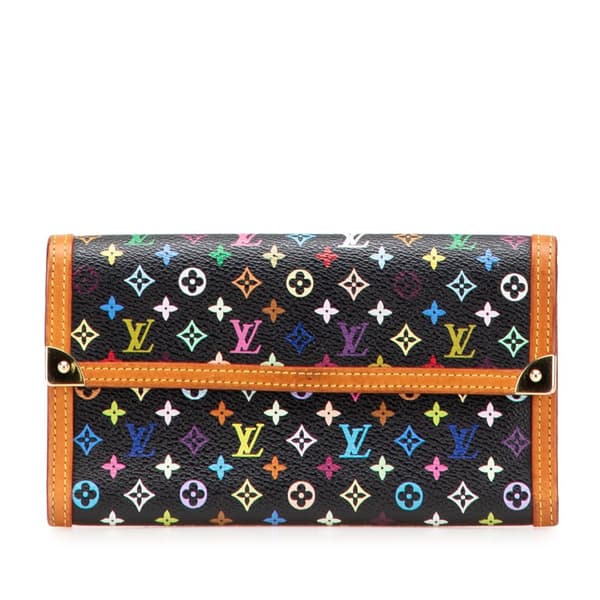 Pre-owned Louis Vuitton Monogram Multicolore Porte Tresor International Wallet Black
