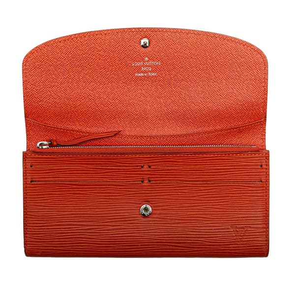 Pre-owned Louis Vuitton Epi Emilie Wallet Orange
