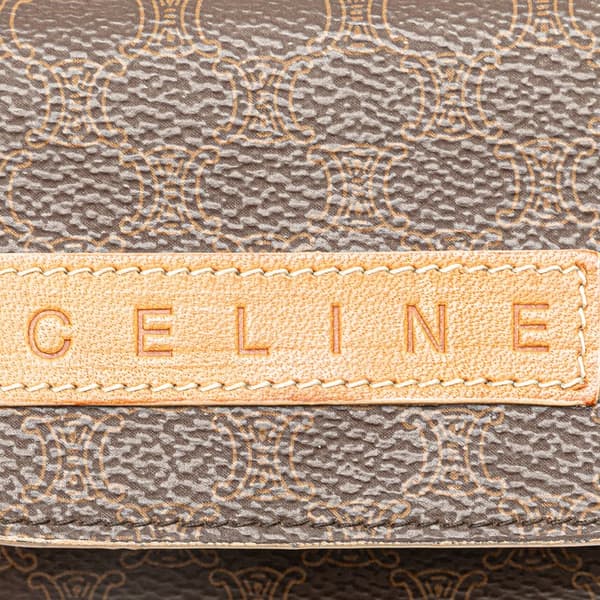 Pre-owned Celine Macadam Coated Canvas Coin Pouch Brown