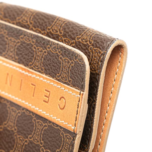 Pre-owned Celine Macadam Coated Canvas Coin Pouch Brown