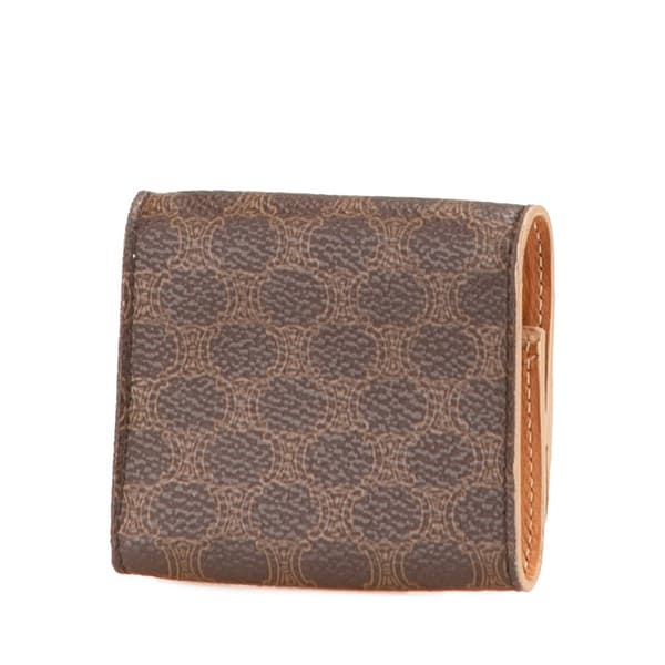 Pre-owned Celine Macadam Coated Canvas Coin Pouch Brown