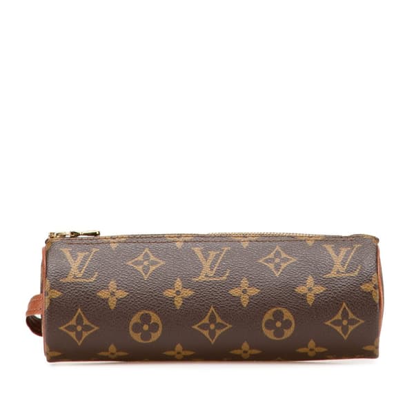 Pre-owned Louis Vuitton Monogram Trousse Ronde Pouch 20 Brown