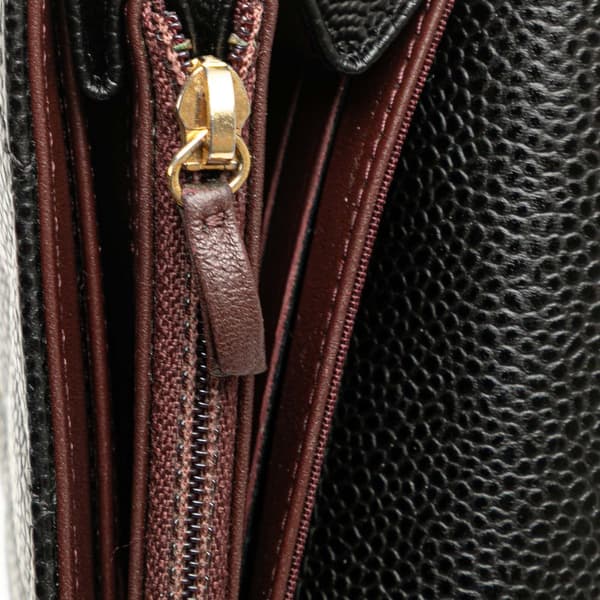 Pre-owned Chanel CC Quilted Caviar Classic Flap Wallet Black