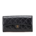 Miniatyrbilde 1 av 10: Pre-owned Chanel CC Quilted Caviar Classic Flap Wallet Black