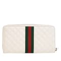 Miniatyrbild 3 av 10: Pre-owned Gucci Quilted Leather Web Trapuntata Zip Around Wallet White