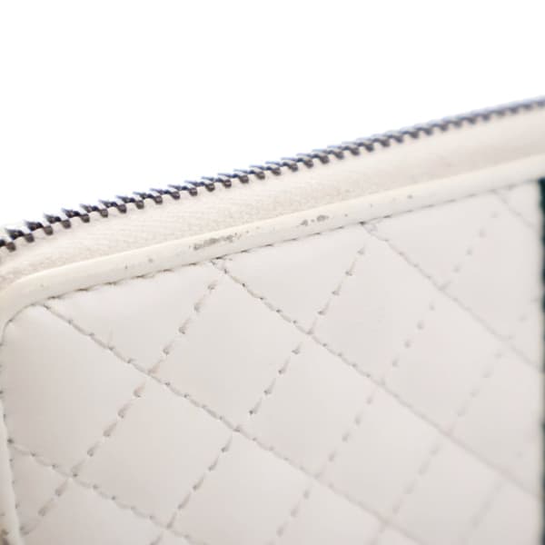 Pre-owned Gucci Quilted Leather Web Trapuntata Zip Around Wallet White