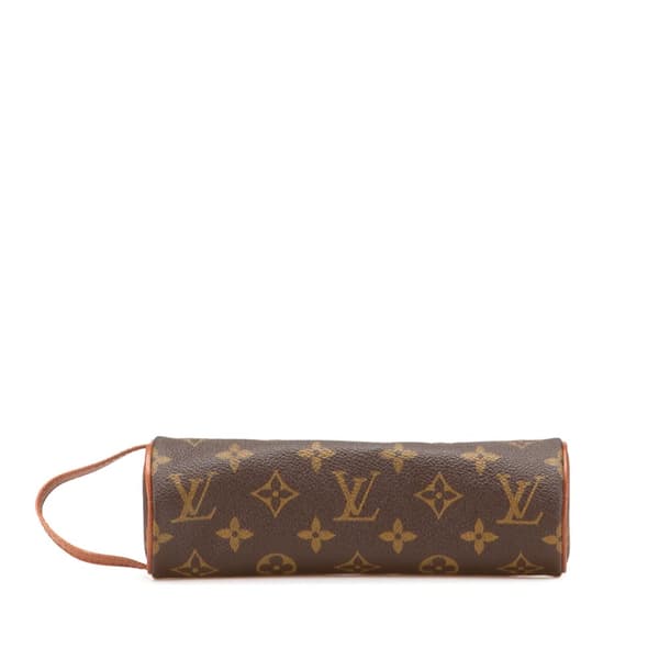 Pre-owned Louis Vuitton Monogram Trousse Ronde Pencil Case 20 Brown