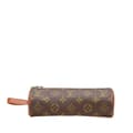Miniatyrbillede 1 af 10: Pre-owned Louis Vuitton Monogram Trousse Ronde Pencil Case 20 Brown
