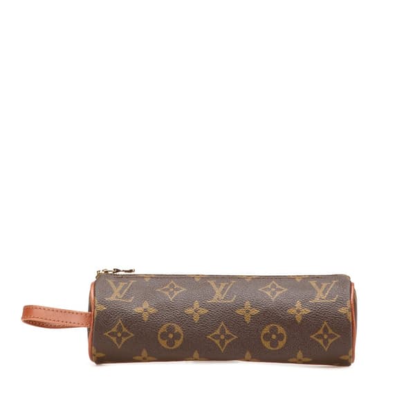 Pre-owned Louis Vuitton Monogram Trousse Ronde Pencil Case 20 Brown