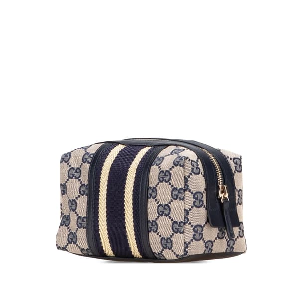 Pre-owned Gucci GG Canvas Web Pouch Brown