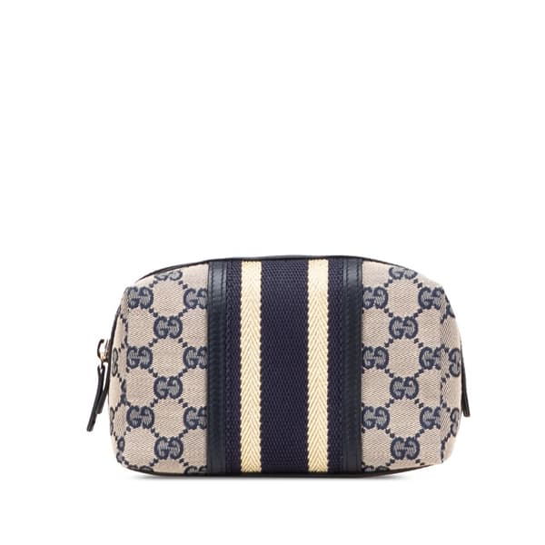 Pre-owned Gucci GG Canvas Web Pouch Brown