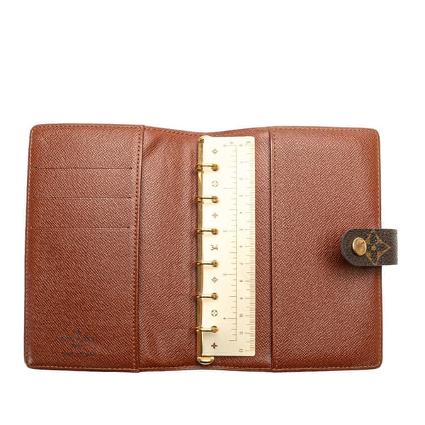 Pre-owned Louis Vuitton Monogram Agenda PM Brown