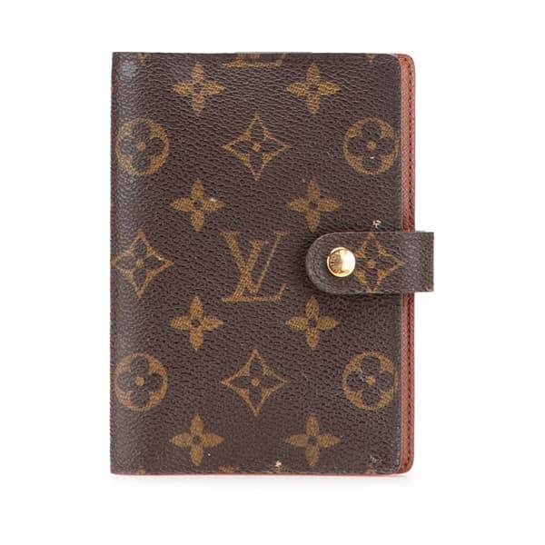 Pre-owned Louis Vuitton Monogram Agenda PM Brown
