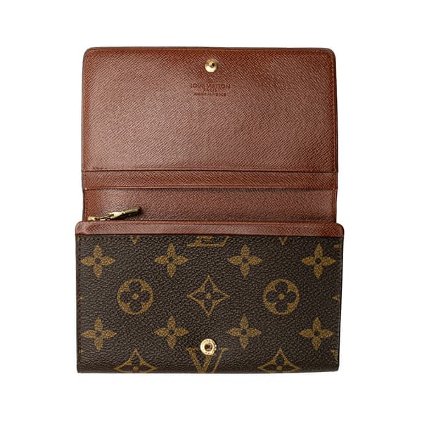 Pre-owned Louis Vuitton Monogram Porte Monnaie Billets Tresor Brown