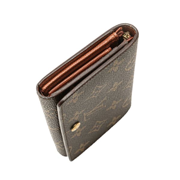 Pre-owned Louis Vuitton Monogram Porte Monnaie Billets Tresor Brown