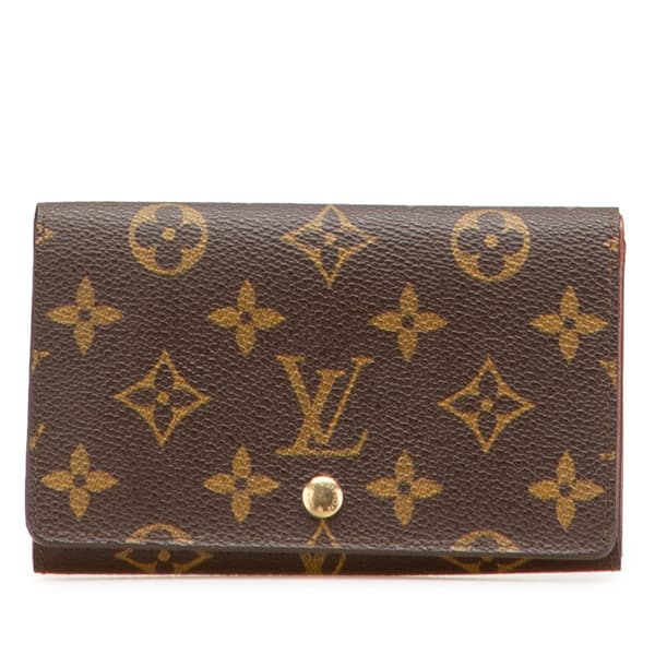 Pre-owned Louis Vuitton Monogram Porte Monnaie Billets Tresor Brown