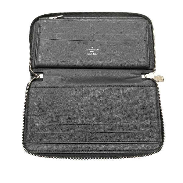 Pre-owned Louis Vuitton Taiga Zippy Organizer Wallet Black