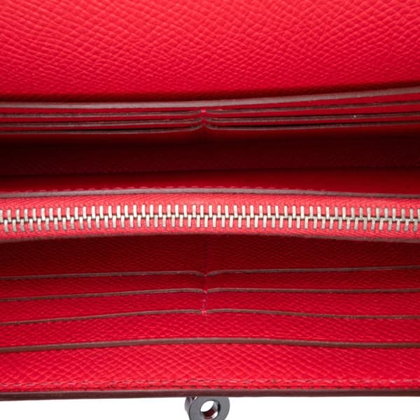 Pre-owned Hermès Epsom Kelly Longue Wallet Red